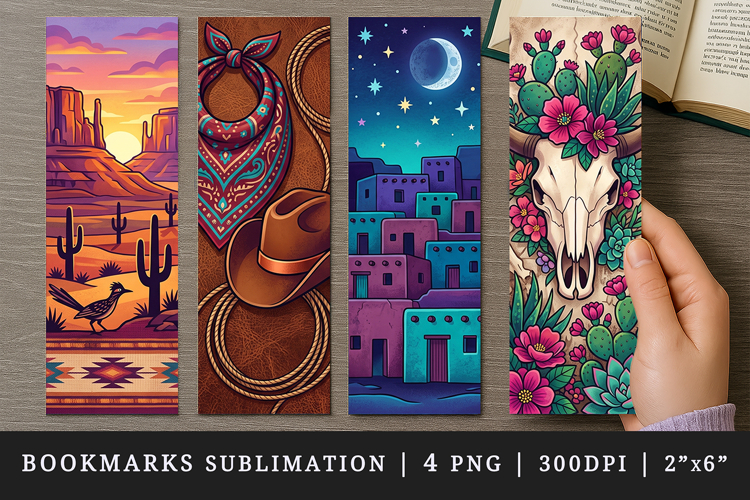 Western bookmarks printable sublimation bookmark design
