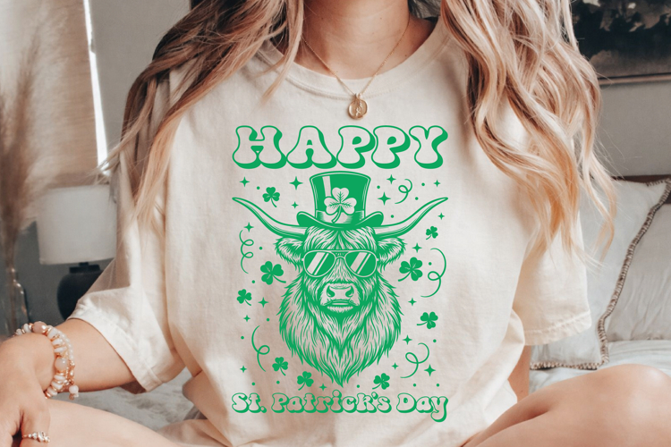 Western St. Patrick’s Day Highland Cow SVG,