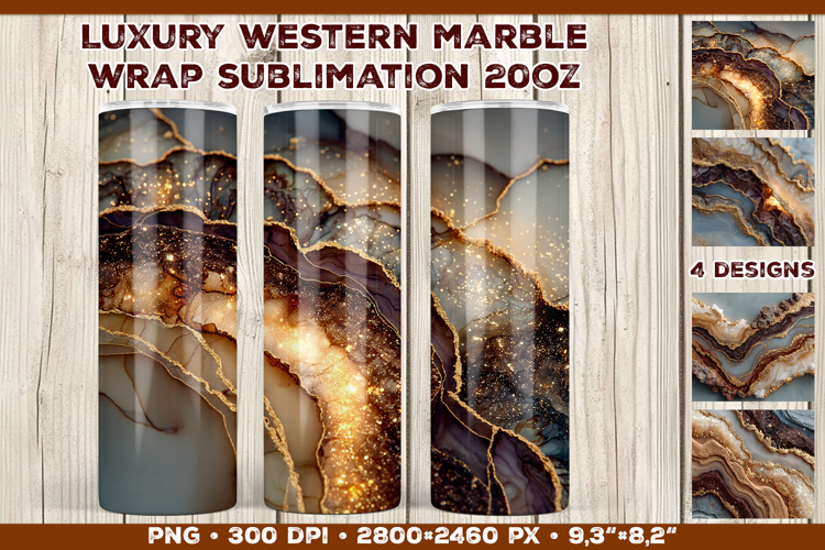 Luxury Western Marble Tumbler Wrap Sublimation Design
