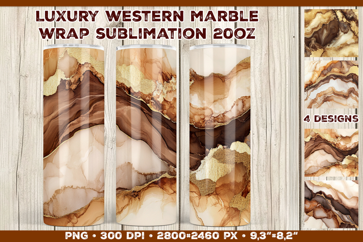 Luxury Western Marble Tumbler Wrap Sublimation Design