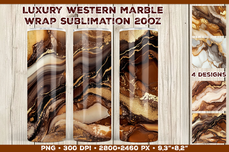 Luxury Western Marble Tumbler Wrap Sublimation Design