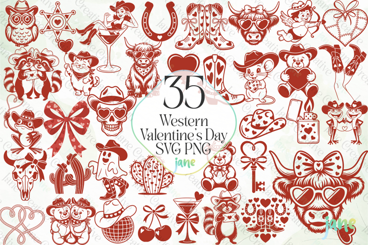 Western Valentines Day SVG PNG Clipart Bundle