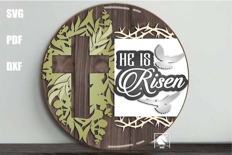 He Is Risen Door Sign SVG | Easter Religious Door Hanger SVG
