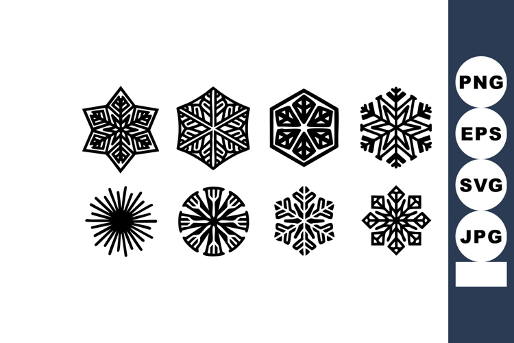 Black and white symmetrical snowflakes vector