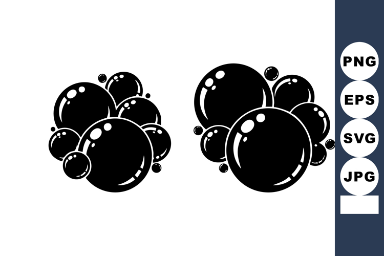 Black soap bubbles vector illustration with glossy reflectio