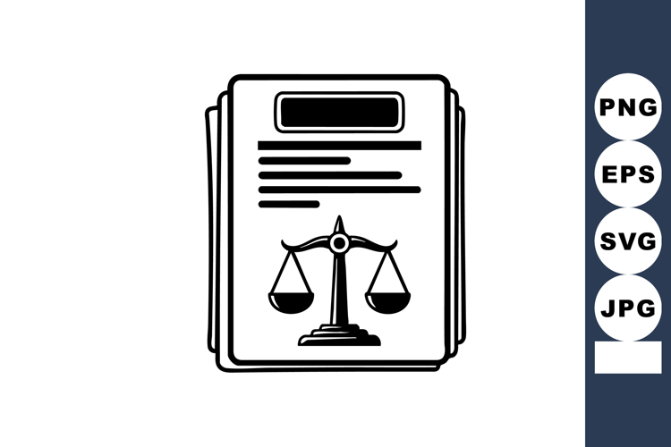 Legal Document with Scales of Justice Symbol in Black and Wh