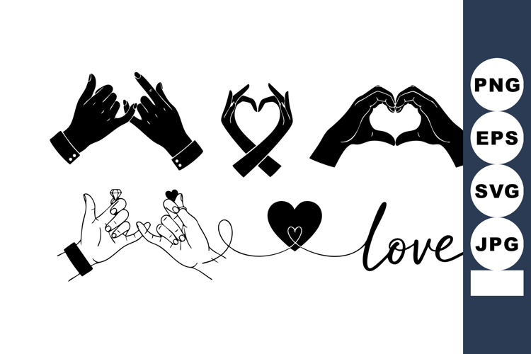 Hands forming love hearts and pinky promises with love ribbo