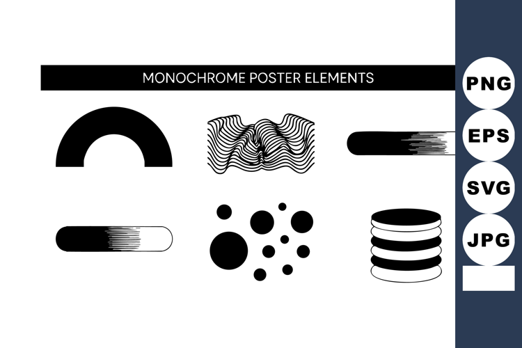 Monochrome abstract geometric shapes for graphic design