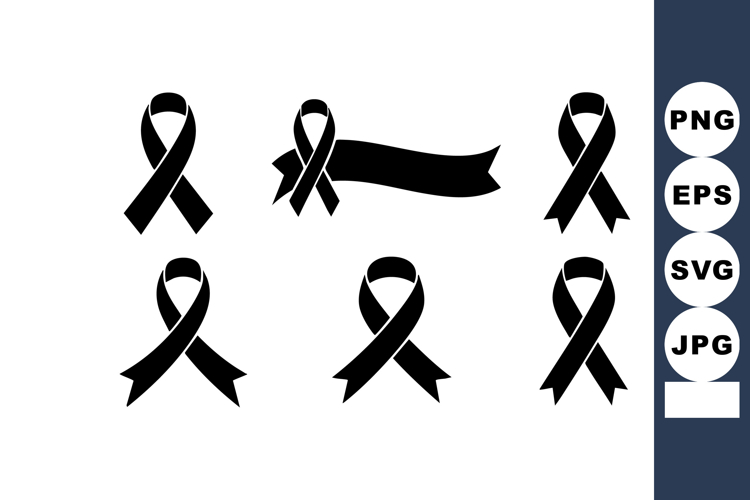 Black awareness ribbons vector for health and remembrance