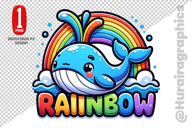 Cute Whale Clipart - PNG File