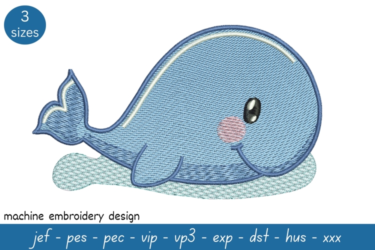 Whale Embroidery Design - Baby Whale Pattern