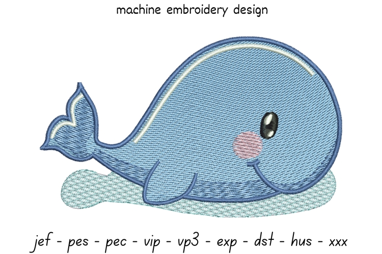 Whale Embroidery Design - Baby Whale Pattern