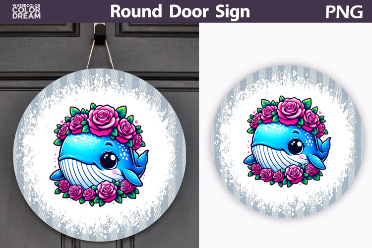 Whale Floral Round Sign | Mothers Day Sublimation