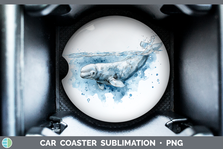 Beluga Whale Whales Sketch Car Coaster Sublimation Design
