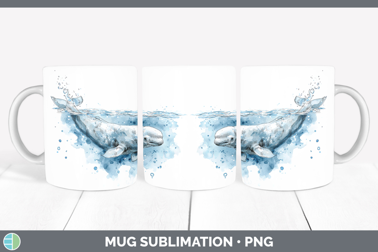 Beluga Whale Whales Sketch Mug Wrap Sublimation Design
