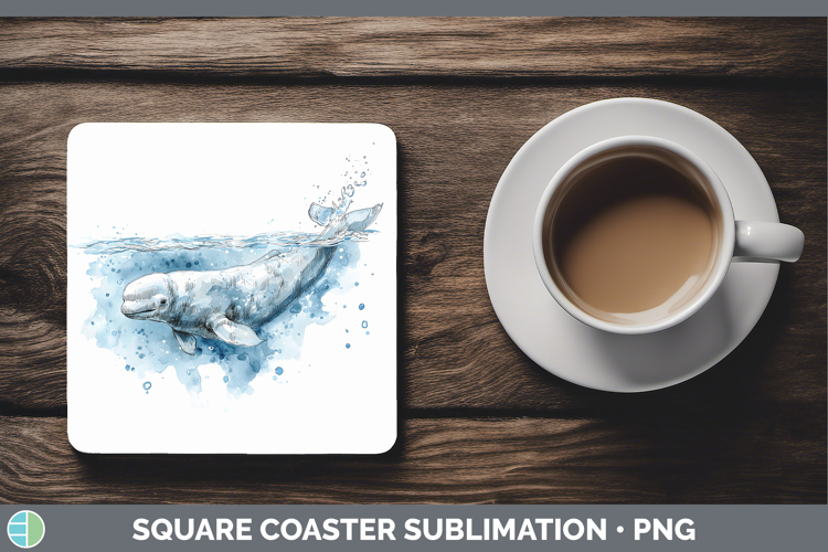 Beluga Whale Whales Sketch Square Coaster Sublimation Design