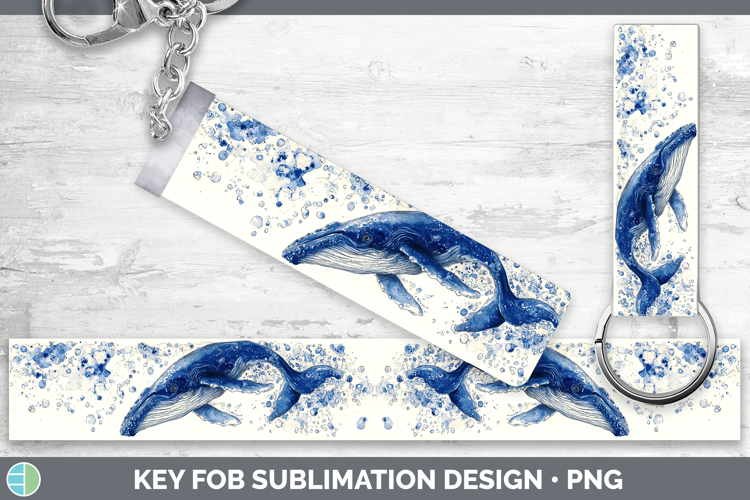Blue Whale Whales Sketch Key Fob Sublimation Design