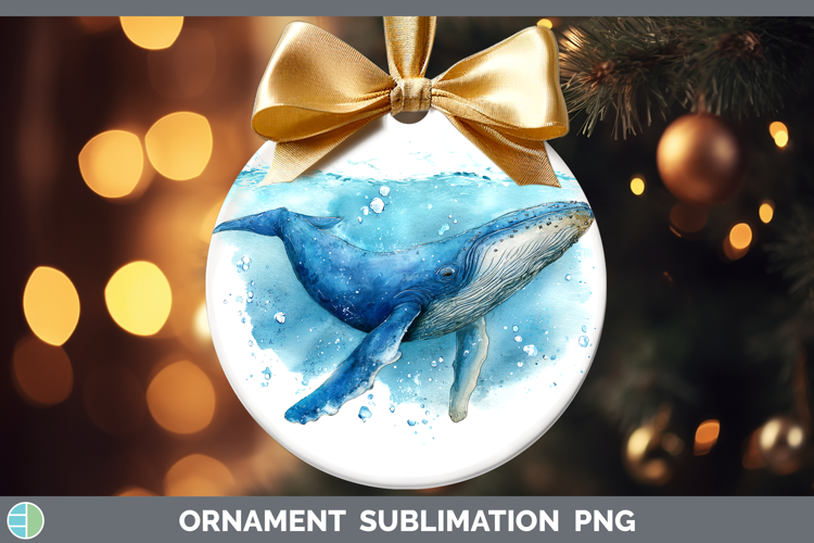 Blue Whale Whales Sketch Ornament Sublimation Design