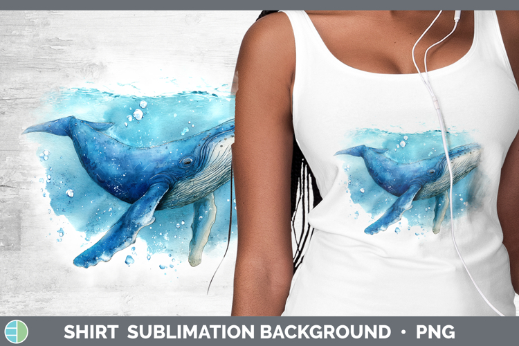 Blue Whale Whales Sketch Shirt Sublimation Design