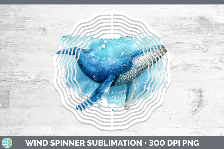 Blue Whale Whales Sketch Wind Spinner Sublimation Design