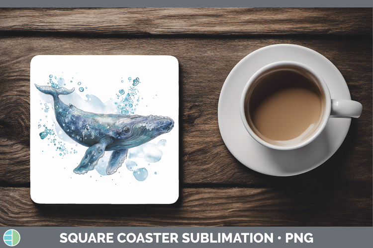 Bowhead Whale Whales Sketch Square Coaster Sublimation Desig