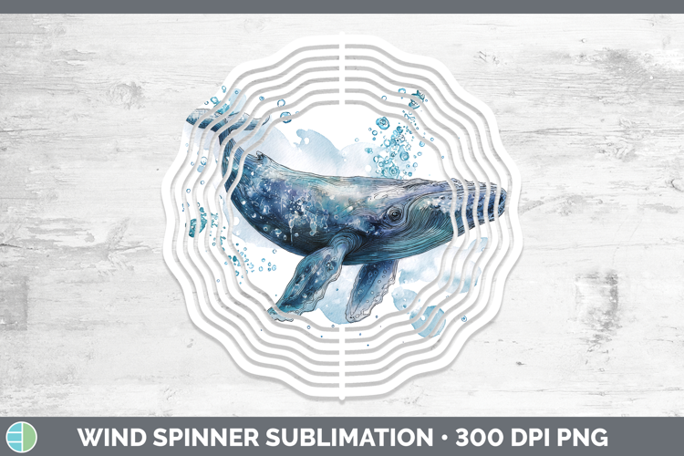 Bowhead Whale Whales Sketch Wind Spinner Sublimation Design