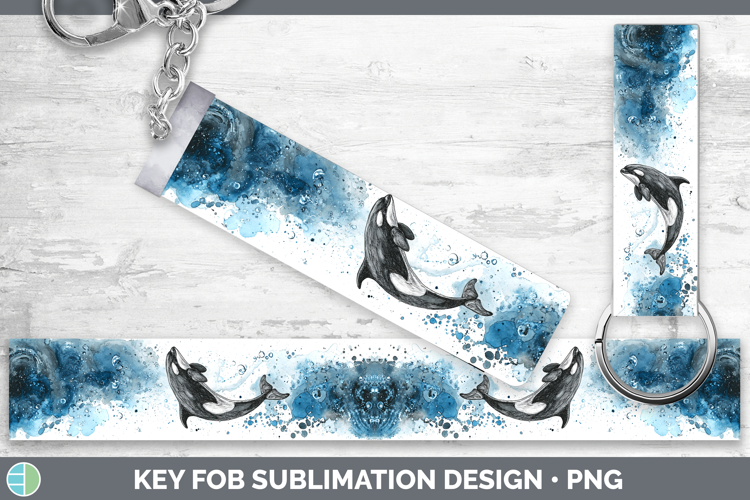 False Killer Whale Whales Sketch Key Fob Sublimation Design