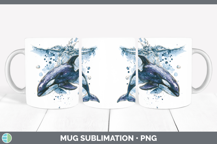 False Killer Whale Whales Sketch Mug Wrap Sublimation Design