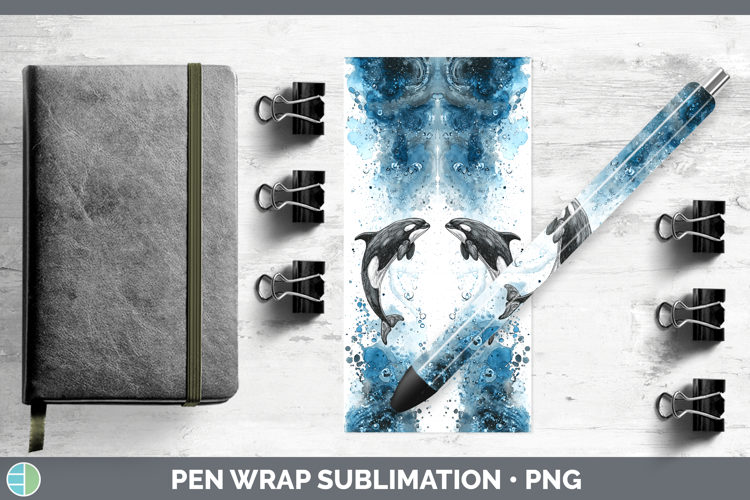 False Killer Whale Whales Sketch Pen Wrap Sublimation Design
