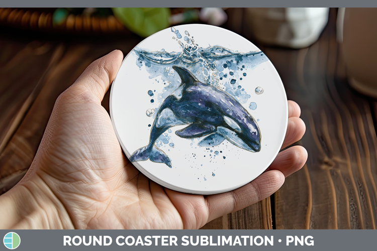 False Killer Whale Whales Sketch Round Coaster Sublimation D
