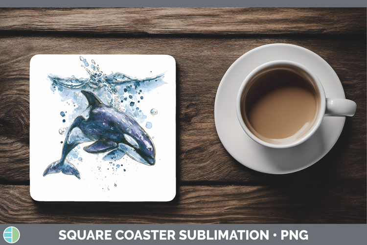 False Killer Whale Whales Sketch Square Coaster Sublimation