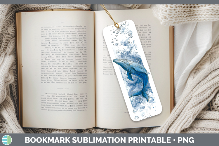 Fin Whale Whales Sketch Bookmark Sublimation Design