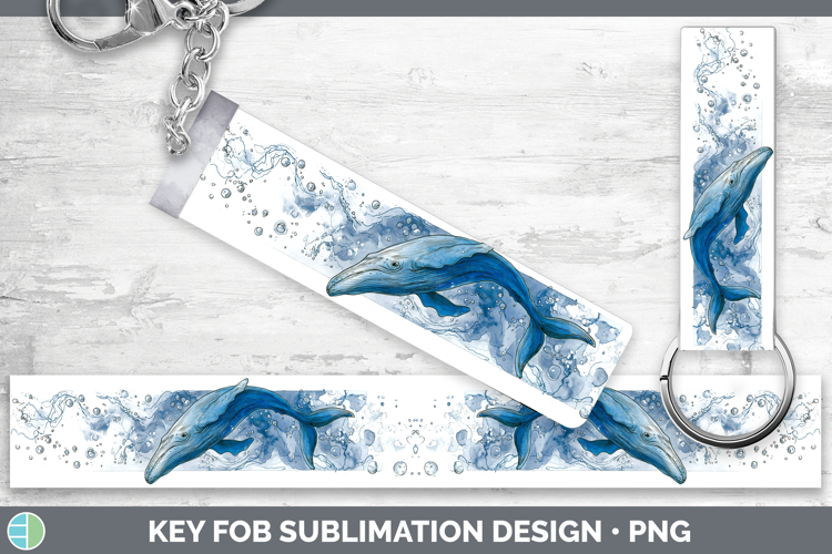Fin Whale Whales Sketch Key Fob Sublimation Design