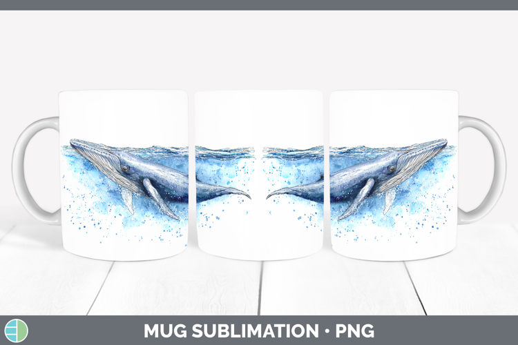 Fin Whale Whales Sketch Mug Wrap Sublimation Design