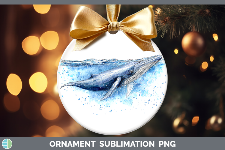 Fin Whale Whales Sketch Ornament Sublimation Design