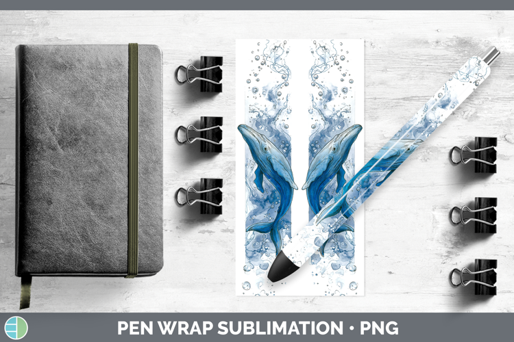 Fin Whale Whales Sketch Pen Wrap Sublimation Design