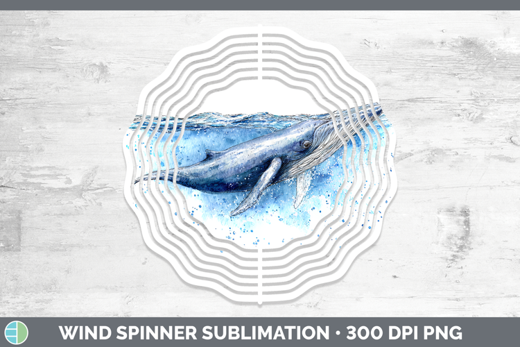 Fin Whale Whales Sketch Wind Spinner Sublimation Design