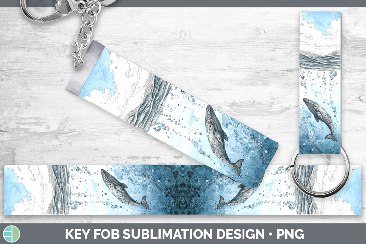 Gray Whale Whales Sketch Key Fob Sublimation Design