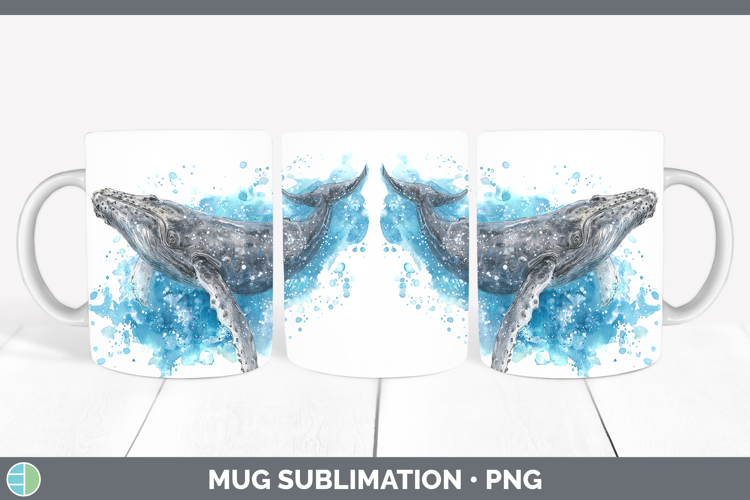 Gray Whale Whales Sketch Mug Wrap Sublimation Design