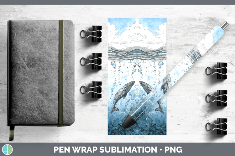 Gray Whale Whales Sketch Pen Wrap Sublimation Design