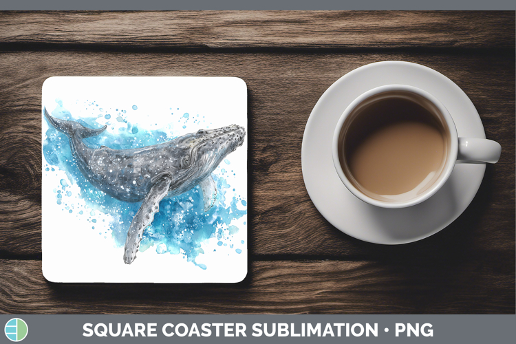 Gray Whale Whales Sketch Square Coaster Sublimation Design