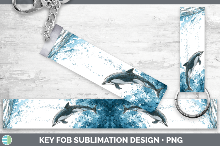 Harbor Porpoise Whales Sketch Key Fob Sublimation Design