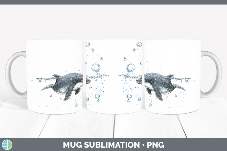 Harbor Porpoise Whales Sketch Mug Wrap Sublimation Design