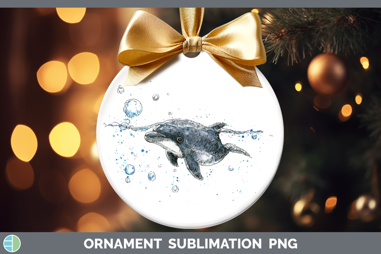 Harbor Porpoise Whales Sketch Ornament Sublimation Design