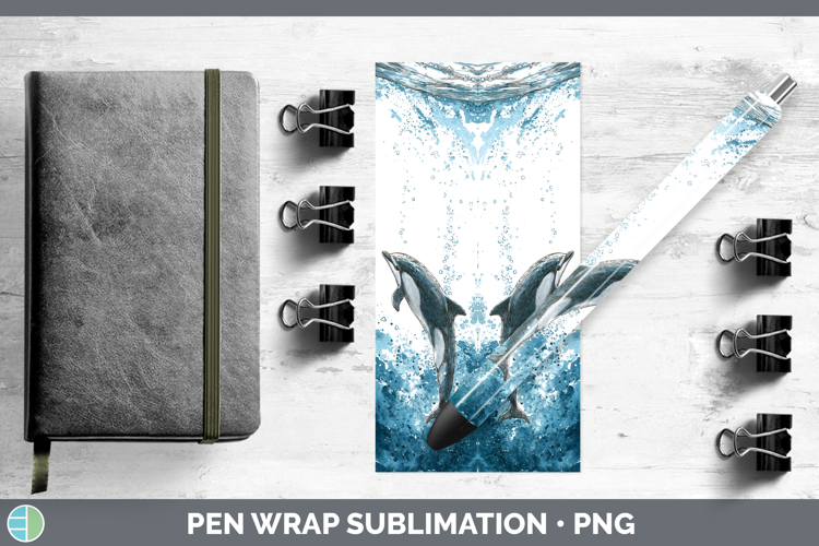 Harbor Porpoise Whales Sketch Pen Wrap Sublimation Design