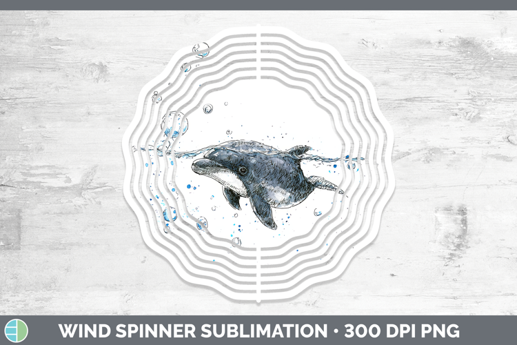 Harbor Porpoise Whales Sketch Wind Spinner Sublimation Desig