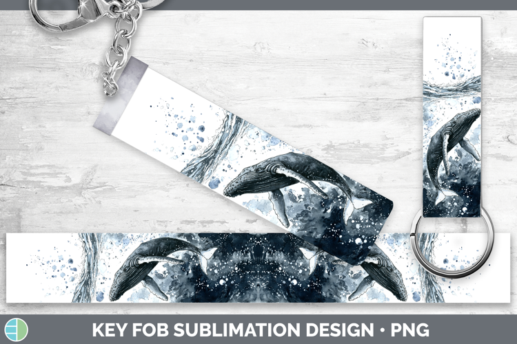 Humpback Whale Whales Sketch Key Fob Sublimation Design