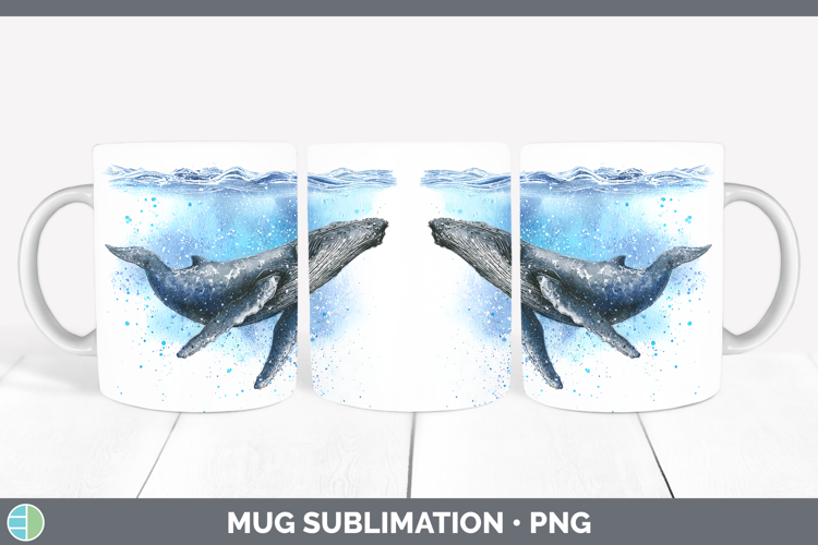 Humpback Whale Whales Sketch Mug Wrap Sublimation Design