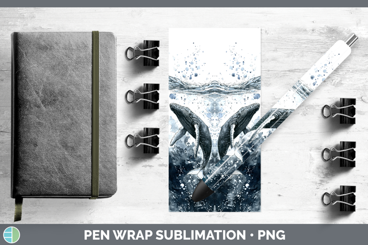 Humpback Whale Whales Sketch Pen Wrap Sublimation Design