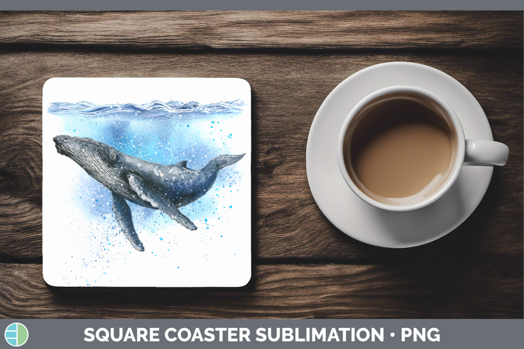 Humpback Whale Whales Sketch Square Coaster Sublimation Desi
